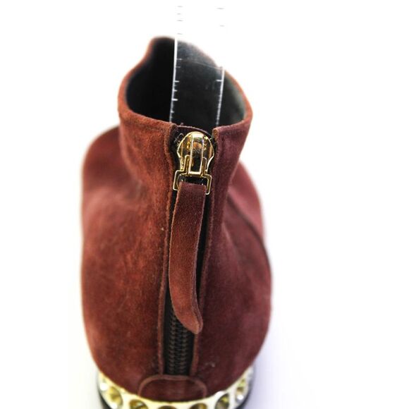 Chaussure Lapin Womens Pointed Toe Flat Booties Maroon Suede Size 250cm 8.5 - Picture 6 of 10